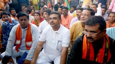 Opposition leader Suvendu Adhikari was among those suspended. (ANI)