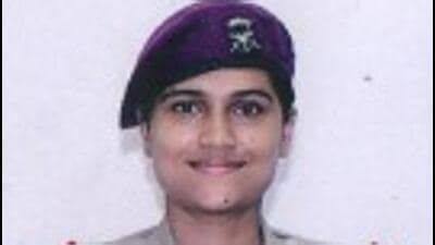 Cadet Dilpreet Kaur from Mai Bhago Armed Forces Preparatory Institute for Girls, Mohali, has secured 27th position in the first batch of the All India Combined Boys and Girls Merit of the National Defence Academy (NDA) . (HT Photo)