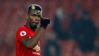 Manchester United's Paul Pogba acknowledges fans after the match. (REUTERS) Manchester United's Paul Pogba acknowledges fans after the match. (REUTERS)