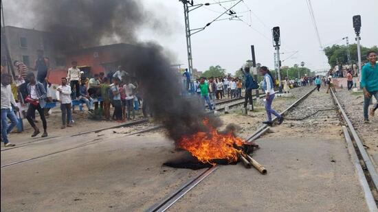 Protests were reported from across the state. (HT PHOTO)