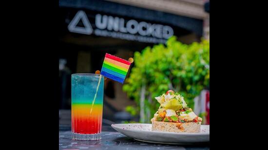 Rainbow hued drink from Unlocked, Gurugram. Rainbow hued drink from Unlocked, Gurugram.