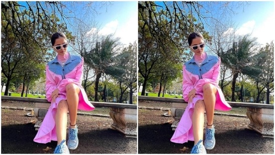 Styled by fashion stylist Ashna Makhijani Shah, Rubina wore her tresses into a clean bun with a middle part.(Instagram/@rubinadilaik)