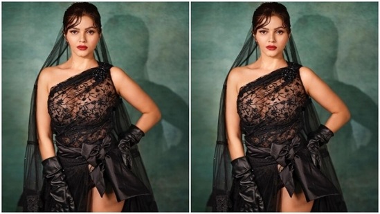 In black leather gloves, she further accessorised her look as she posed for the photoshoot.(Instagram/@rubinadilaik)
