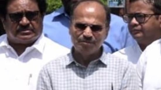 Adhir Ranjan Chowdhury addresses media.&nbsp;