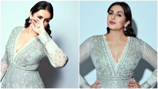 Huma Qureshi left her fans mesmerised as she struck some dreamy poses in a pastel blue anarkali gow.(Instagram/@iamhumaq)