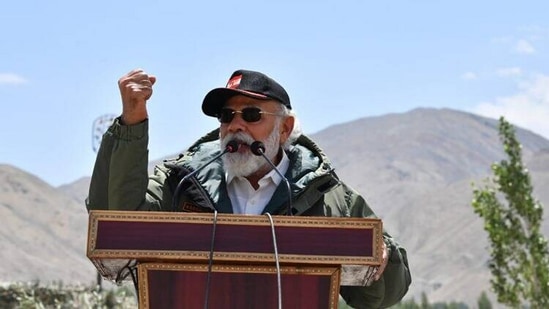 Prime Minister Narendra Modi addressing troops in Ladakh after June 15, 2020 Galwan clash.