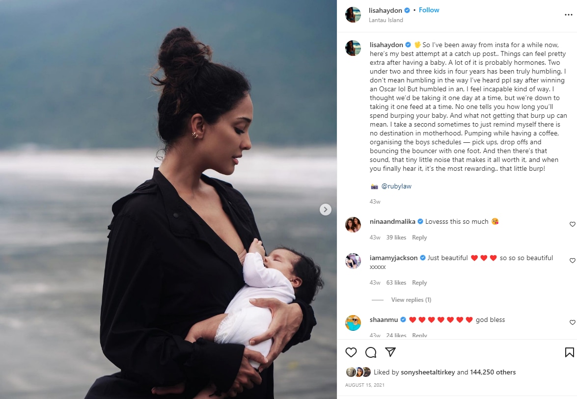 Lisa Haydon introduced daughter Lara in an Instagram post in August 2021.