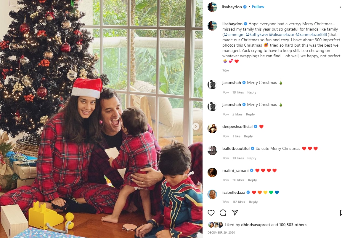 Lisa Haydon celebrated Christmas with her family in London in 2020.