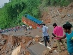 The National Highway 6 caved in due to a landslide after heavy rains in Meghalaya's East Jaintia Hills district, cutting off Tripura from the rest of the country. (PTI/Twitter/ejhpolice) The National Highway 6 caved in due to a landslide after heavy rains in Meghalaya's East Jaintia Hills district, cutting off Tripura from the rest of the country. (PTI/Twitter/ejhpolice)