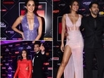 Kiara Advani, Kriti Sanon, Varun Dhawan, Janhvi Kapoor, Karan Kundrra and Tejasswi Prakash at an event. (Varinder Chawla) Kiara Advani, Kriti Sanon, Varun Dhawan, Janhvi Kapoor, Karan Kundrra and Tejasswi Prakash at an event. (Varinder Chawla)