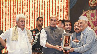 Defence minister Rajnath Singh on Friday indicated that the assembly elections in Jammu and Kashmir could be held by the end of the year after the delimitation process was completed in the union territory. (PTI) Defence minister Rajnath Singh on Friday indicated that the assembly elections in Jammu and Kashmir could be held by the end of the year after the delimitation process was completed in the union territory. (PTI)