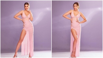 Kriti Sanon recently made a stylish appearance at an event in a nude pink corset dress from the luxurious clothing line Aadnevik. (Instagram/@kritisanon)