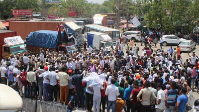 Protests continued in Haryana for the second day on Friday against the Centre’s Agnipath scheme with some agitators burning tyres and others squatting on rail tracks in Narwana, blocking the Jind-Bathinda track. (PTI) Protests continued in Haryana for the second day on Friday against the Centre’s Agnipath scheme with some agitators burning tyres and others squatting on rail tracks in Narwana, blocking the Jind-Bathinda track. (PTI)
