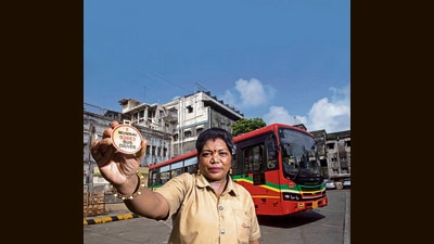Jadhav drives on Route 11 Ltd, a long and vital north-south link. She’s looking forward to having more women as colleagues soon. (Satish Bate / HT Photo) Jadhav drives on Route 11 Ltd, a long and vital north-south link. She’s looking forward to having more women as colleagues soon. (Satish Bate / HT Photo)