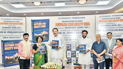 Vice President M Venkaiah Naidu at the launch of a book ‘Beyond the Misty Veil’ on Friday. (HT photo)
