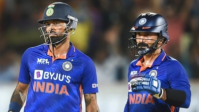 Rajkot: Indian batsmen Dinesh Karthik and Hardik Pandya during the 4th T20 cricket match between India and South Africa (PTI) Rajkot: Indian batsmen Dinesh Karthik and Hardik Pandya during the 4th T20 cricket match between India and South Africa (PTI)