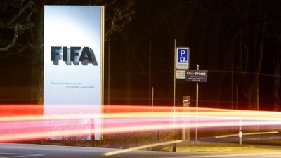 FILE PHOTO: A long exposure shows FIFA's logo near its headquarters in Zurich, Switzerland (REUTERS)
