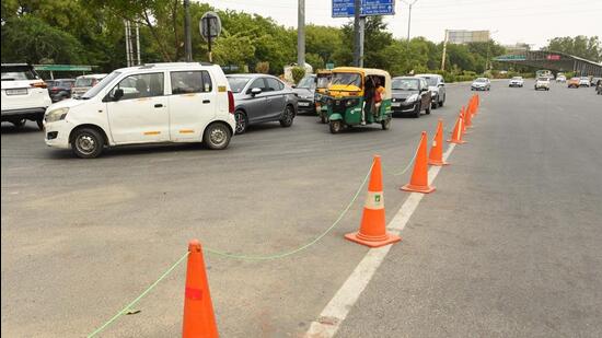 Gurugram, India - June 17, 2022: Diversion at MDI Chowk in Gurugram, India, on Friday, June 17, 2022. (Photo by Vipin Kumar/ Hindustan Times) Pics for Kartik Kumar Story (Hindustan Times) Gurugram, India - June 17, 2022: Diversion at MDI Chowk in Gurugram, India, on Friday, June 17, 2022. (Photo by Vipin Kumar/ Hindustan Times) Pics for Kartik Kumar Story (Hindustan Times)