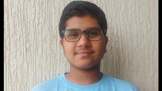 Aayush Inamdar a student from the Maharashtra Education Society’s Balshikshan Mandir school scored 100% (HT PHOTO)