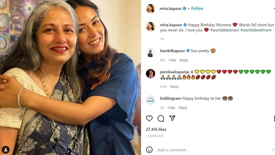 Mira Rajput shared a post for her mom.&nbsp;