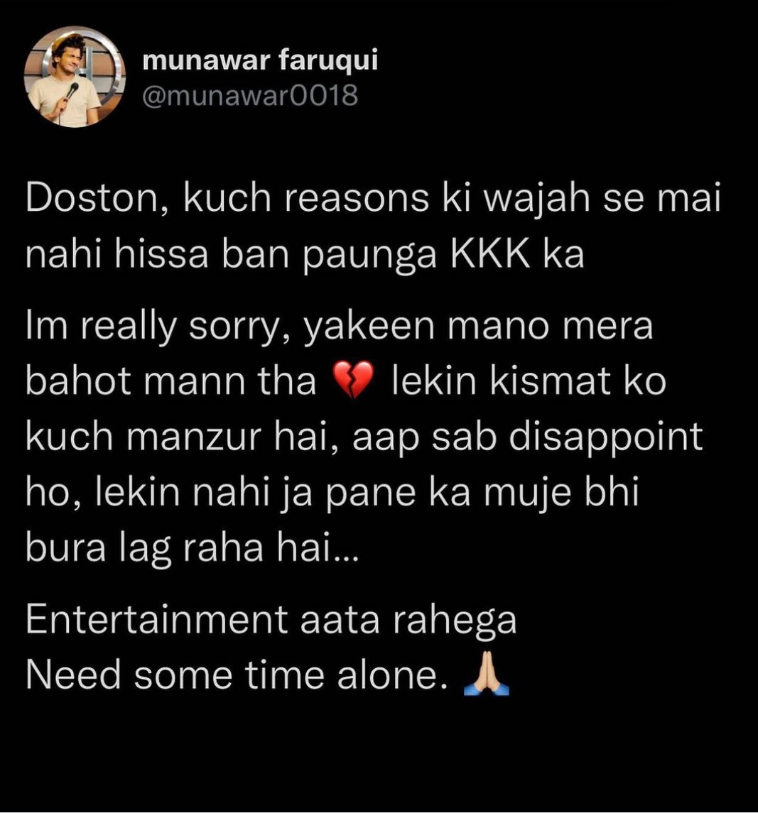 Munawar Faruqui's Instagram post.