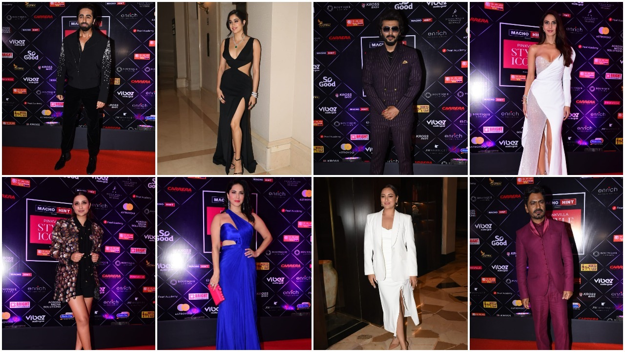 (clockwise from top) Ayushmann Khurrana, Janhvi Kapoor, Arjun Kapoor, Vaani Kapoor, Nawazuddin Siddiqui Sonakshi Sinha, Sunny Leone and Parineeti Chopra at Pinkvilla Style Icons event. (Varinder Chawla)