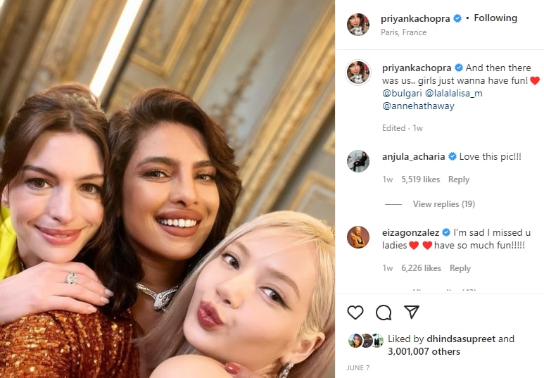 Priyanka Chopra shared this selfie with Anne and Lisa from the Bulgari event.