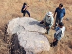 A team of Indian researchers, for the first time in the fossil history, discover an egg-in-egg or abnormal titanosaurid dinosaur egg from the Bagh area in Dhar District of Madhya Pradesh.(ANI) A team of Indian researchers, for the first time in the fossil history, discover an egg-in-egg or abnormal titanosaurid dinosaur egg from the Bagh area in Dhar District of Madhya Pradesh.(ANI)