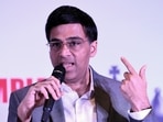 Former world champion Viswanathan Anand addresses a press conference ahead of torch relay for the 44th Chess Olympiad, at Hotel Lalit, in New Delhi on Friday.(Amit Sharma) Former world champion Viswanathan Anand addresses a press conference ahead of torch relay for the 44th Chess Olympiad, at Hotel Lalit, in New Delhi on Friday.(Amit Sharma)