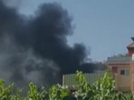 Smoke billowing out of a gurdwara in Kabul can been seen.