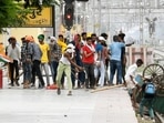 Protester vandalise railway property at Danapur Railway Station during a protest against the Agnipath scheme, in Patna, Bihar, on June 17, 2022. (Santosh Kumar /Hindustan Times)