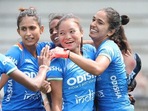 Indian team in action during the game against Argentina.(Twitter/Hockey India)