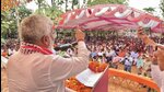 U.P. BJP chief Swatantra Dev who is also the state’s Jal Shakti minister addressing a public meeting in Azamgarh. (HT PHOTO) U.P. BJP chief Swatantra Dev who is also the state’s Jal Shakti minister addressing a public meeting in Azamgarh. (HT PHOTO)