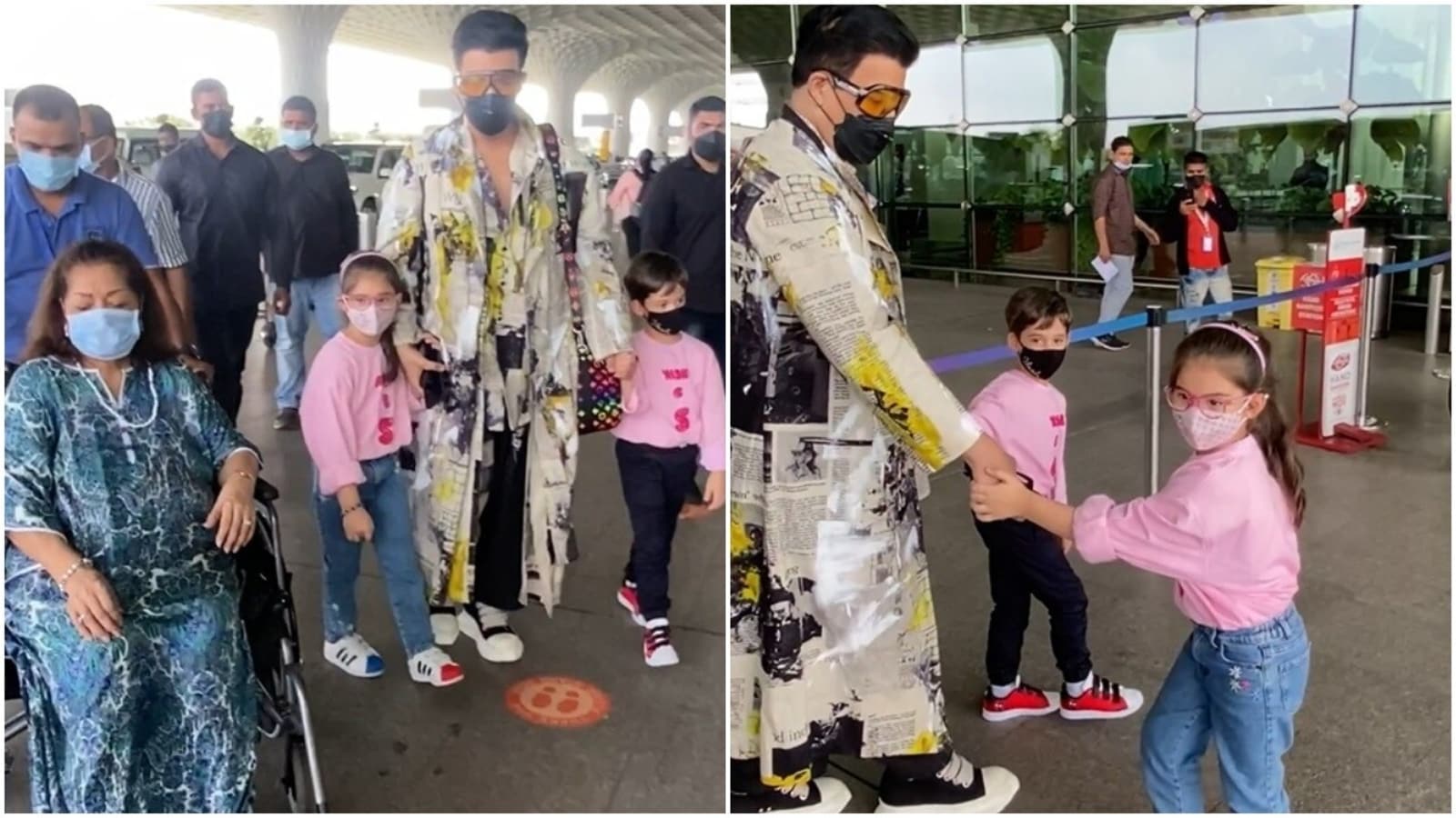 Karan Johar leaves for vacation with kids Roohi and Yash, and mom Hiroo Johar, fans call them a 'cute family'. Watch