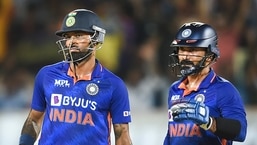 Indian batsmen Dinesh Karthik and Hardik Pandya during the 4th T20 cricket match between India and South Africa