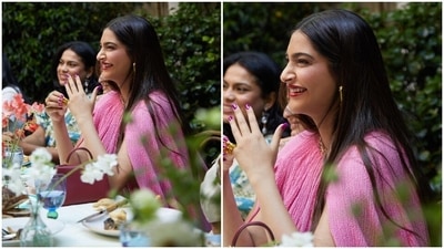 Fashionista Sonam Kapoor slipped into this elegant pink flowy dress by international designer Emilia Wickstead. (Instagram/@sonamkapoor)
