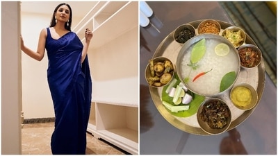 Parineeti Chopra also indulged in some delicious authentic Odia thali that comprised of Pakhala (lightly fermented rice) served with several types of sides. (Instagram/@parineetichopra)