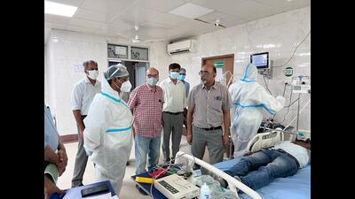 Mock drill underway at Lok Bandhu Hospital in Lucknow. (Sourced photo)