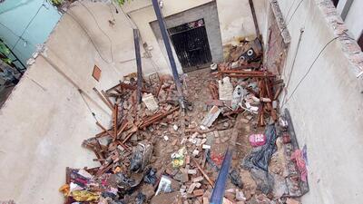 A man and his niece were killed and four others were injured after the roof of their rented accommodation collapsed in Bhora village, Salem Tabri. (Gurpreet Singh/HT)