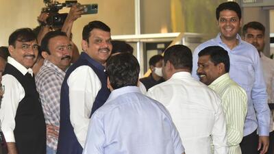 BJP leader Devendra Fadnavis reaches Taj President hotel for briefing the party's MLAs for the upcoming MLC elections on June 20 for ten seats on Saturday (Anshuman Poyrekar/HT PHOTO) BJP leader Devendra Fadnavis reaches Taj President hotel for briefing the party's MLAs for the upcoming MLC elections on June 20 for ten seats on Saturday (Anshuman Poyrekar/HT PHOTO)