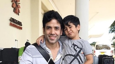 Actor Tusshar Kapoor with his son Laksshya Kapoor.