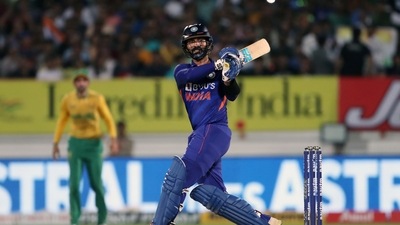 India's Dinesh Karthik plays a shot during the 4th T20I match between India and South Africa, at Saurashtra Cricket Association Stadium in Rajkot on Friday. (ANI) India's Dinesh Karthik plays a shot during the 4th T20I match between India and South Africa, at Saurashtra Cricket Association Stadium in Rajkot on Friday. (ANI)