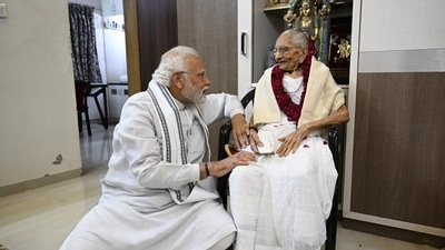 PM Modi met mother Heeraben Modi on Saturday morning on the occasion of Heeraben's 100th birthday. PM Modi met mother Heeraben Modi on Saturday morning on the occasion of Heeraben's 100th birthday. 
