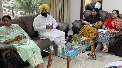 MLAs Rajinderpal Kaur Chhina, Kulwant Singh Sidhu and Daljit Singh Grewal during meeting with deputy commissioner Surabhi Malik with other officials regarding various issues related to their constituencies in Ludhiana. (Harvinder Singh/HT)