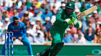 Fakhar Zaman during the 2017 Champions Trophy final (ICC) Fakhar Zaman during the 2017 Champions Trophy final (ICC)