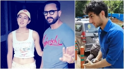 Sara Ali Khan, Saif Ali Khan and Ibrahim Ali Khan spotted in Mumbai on Saturday. Sara Ali Khan, Saif Ali Khan and Ibrahim Ali Khan spotted in Mumbai on Saturday. 