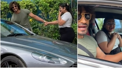 Vidyut Jammwal took a fan for a drive. Vidyut Jammwal took a fan for a drive. 