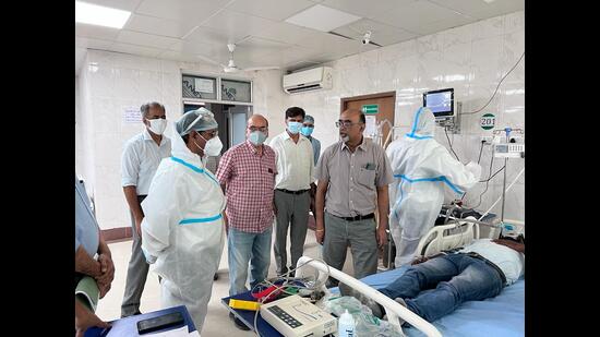 Mock drill underway at Lok Bandhu Hospital in Lucknow. (Sourced photo)