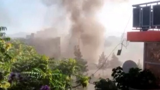 A view shows smoke rising as seen from a building in Kabul, Afghanistan June 18, 2022 in this still image obtained by Reuters from a social media video via REUTERS. THIS IMAGE HAS BEEN SUPPLIED BY A THIRD PARTY.