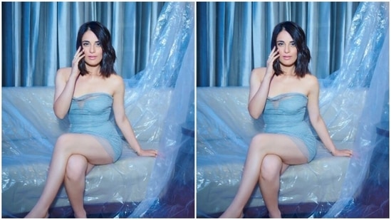 Styled by fashion stylist Sukriti Grover, Radhika wore her shoulder-length tresses open in soft wavy curls. In blue stilettos from the shelves of Christian Louboutin, Radhika completed her look for the day.(Instagram/radhikamadan)